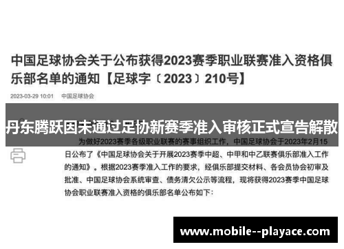 丹东腾跃因未通过足协新赛季准入审核正式宣告解散 丹东腾跃因未通过足协新赛季准入审核正式宣告解散